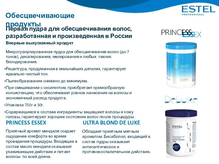 Обесцвечивающие продукты ULTRA BLOND DE LUXE PRINCESS ESSEX Первая пудра