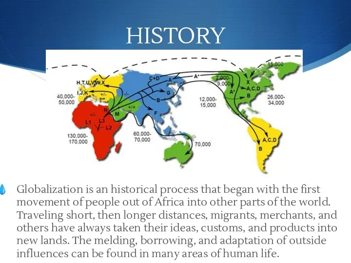 HISTORY Globalization is an historical process that began with the