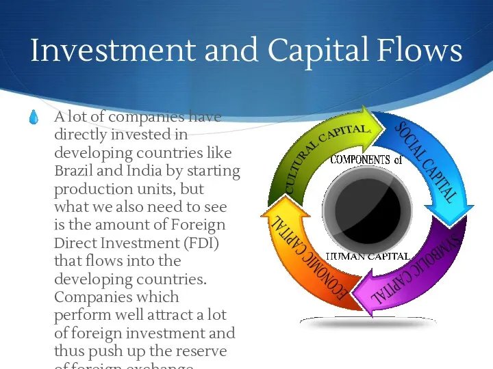 Investment and Capital Flows A lot of companies have directly invested in developing