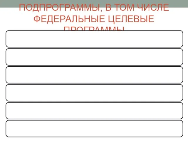 ПОДПРОГРАММЫ, В ТОМ ЧИСЛЕ ФЕДЕРАЛЬНЫЕ ЦЕЛЕВЫЕ ПРОГРАММЫ