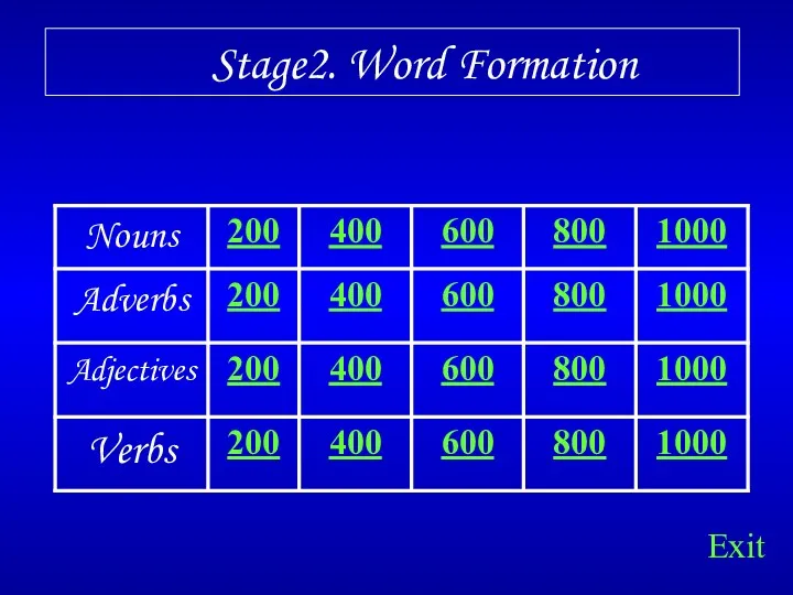 Stage2. Word Formation Exit