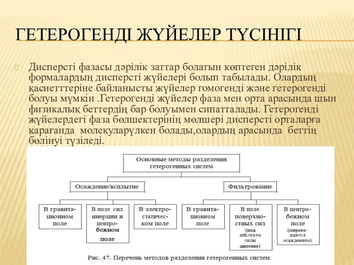 ГЕТЕРОГЕНДІ ЖҮЙЕЛЕР ТҮСІНІГІ Дисперсті фазасы дәрілік заттар болатын көптеген дәрілік