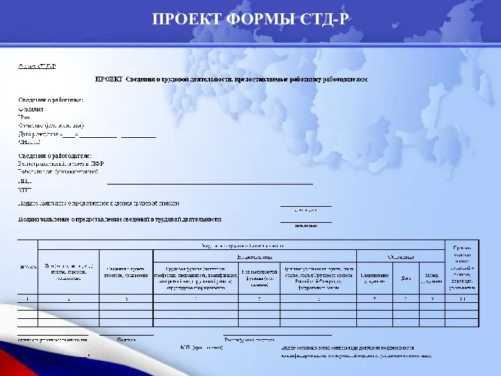 ПРОЕКТ ФОРМЫ СТД-Р