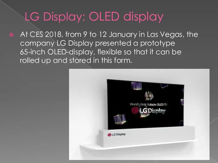 LG Display: OLED display At CES 2018, from 9 to