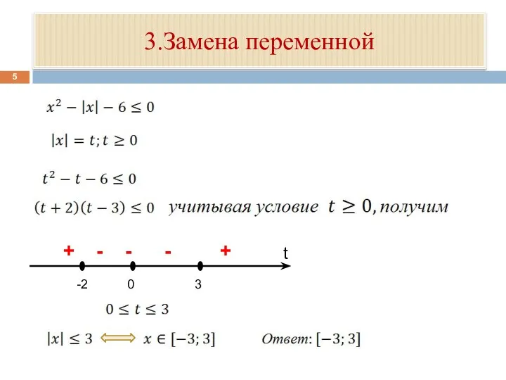 3.Замена переменной t 0 -2 3 + - - - +