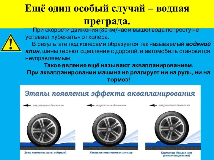 Ещё один особый случай – водная преграда. При скорости движения