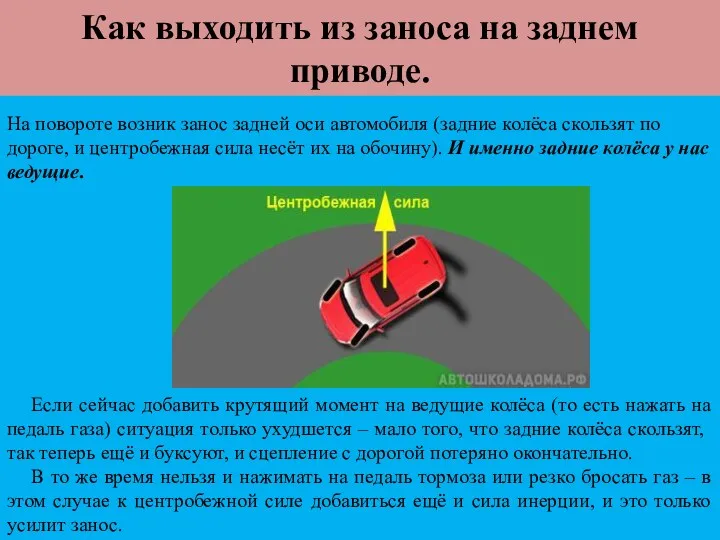 Как выходить из заноса на заднем приводе. На повороте возник