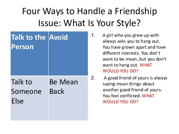 Four Ways to Handle a Friendship Issue: What Is Your