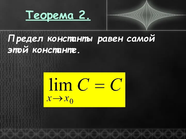 Теорема 2. Предел константы равен самой этой константе.