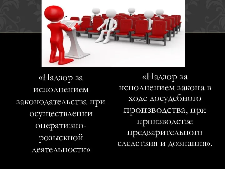 «Надзор за исполнением законодательства при осуществлении оперативно-розыскной деятельности» «Надзор за