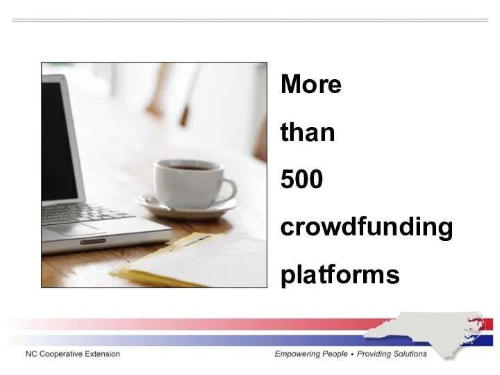 More than 500 crowdfunding platforms