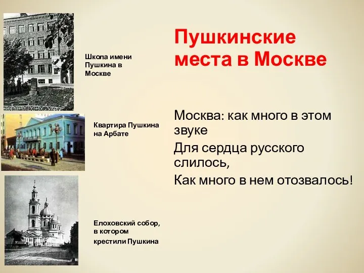 Школа имени Пушкина в Москве Квартира Пушкина на Арбате Елоховский