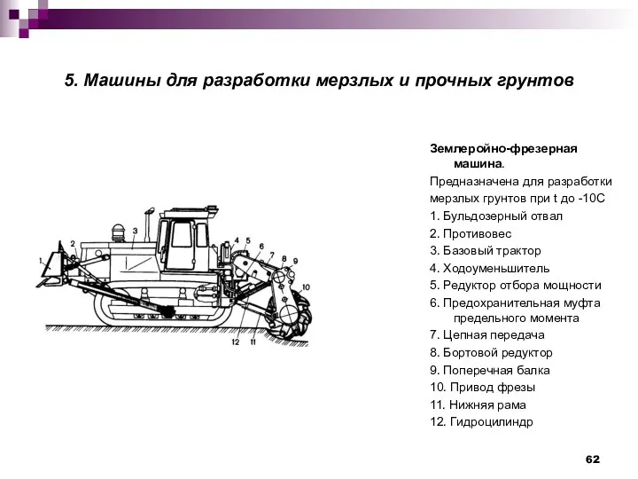 5. Машины для разработки мерзлых и прочных грунтов Землеройно-фрезерная машина.