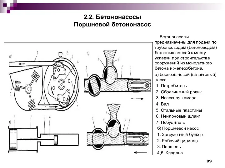 2.2. Бетононасосы Поршневой бетононасос Бетононасосы предназначены для подачи по трубопроводам