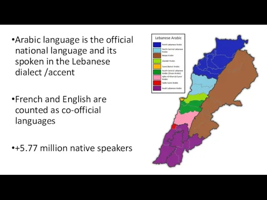 Arabic language is the official national language and its spoken