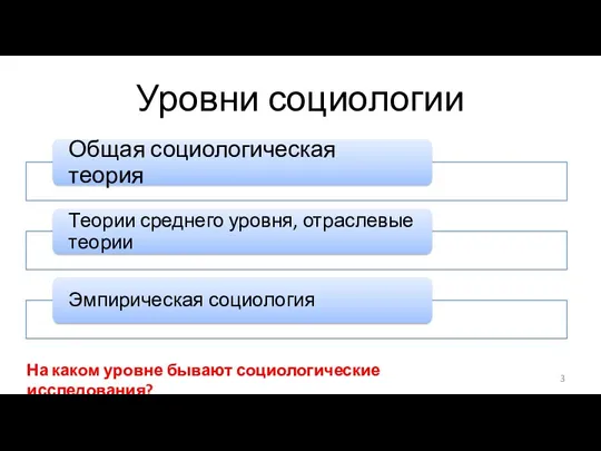 Уровни социологии На каком уровне бывают социологические исследования?