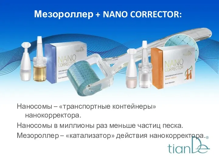 Мезороллер + NANO CORRECTOR: Наносомы – «транспортные контейнеры» нанокорректора. Наносомы в миллионы раз