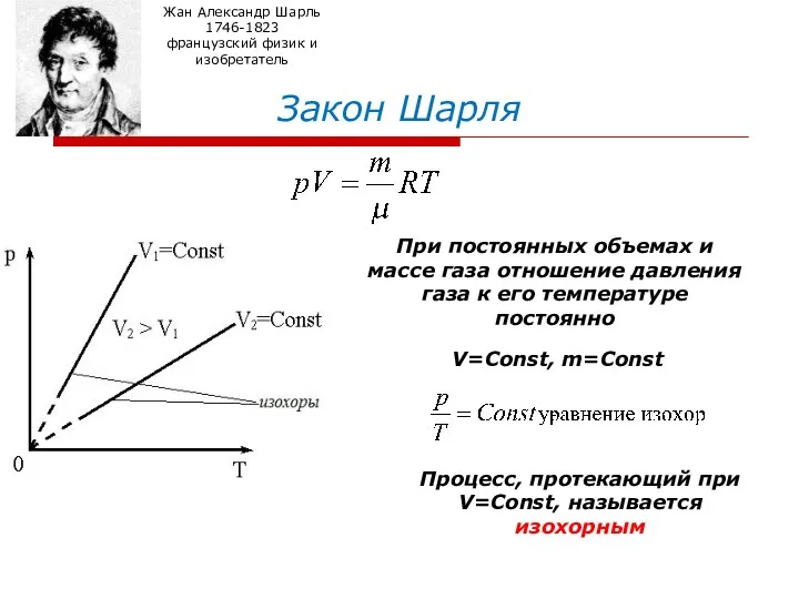 Закон Шарля Жан Александр Шарль 1746-1823 французский физик и изобретатель