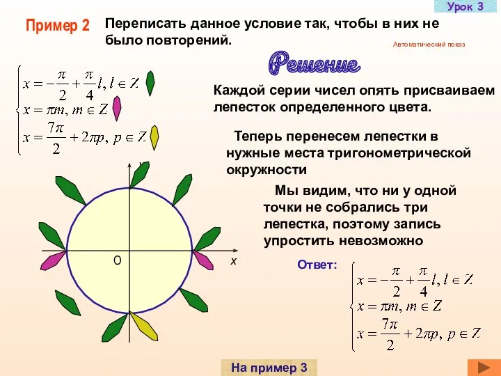 Пример 2 Переписать данное условие так, чтобы в них не было повторений. Решение