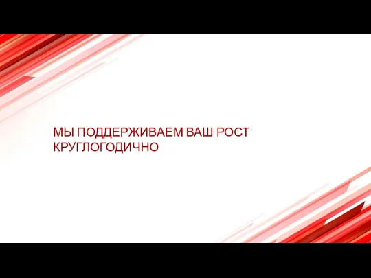 МЫ ПОДДЕРЖИВАЕМ ВАШ РОСТ КРУГЛОГОДИЧНО