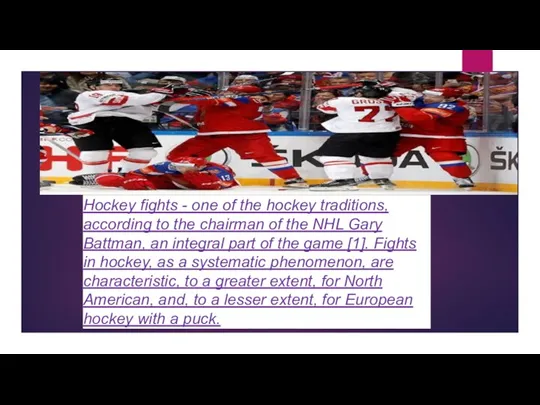 Hockey fights - one of the hockey traditions, according to