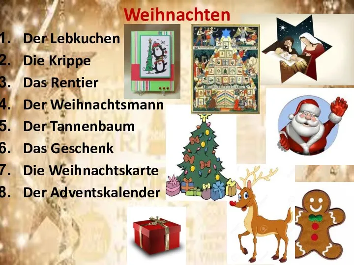 Weihnachten Der Lebkuchen Die Krippe Das Rentier Der Weihnachtsmann Der