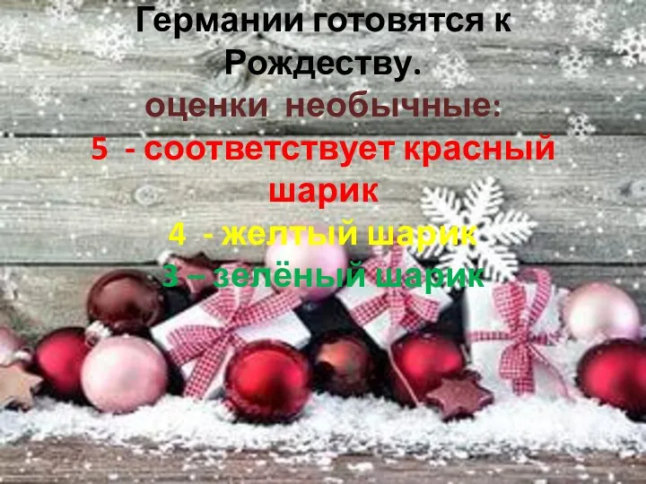 Цель: Мы узнаем ,как в Германии готовятся к Рождеству. оценки