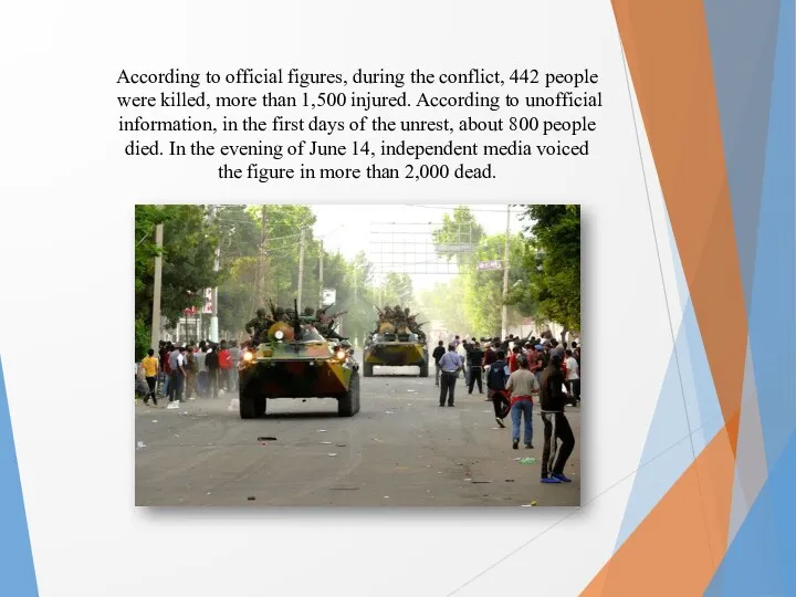 According to official figures, during the conflict, 442 people were