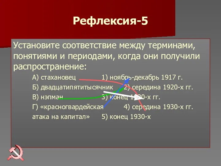 Рефлексия-5 Установите соответствие между терминами, понятиями и периодами, когда они