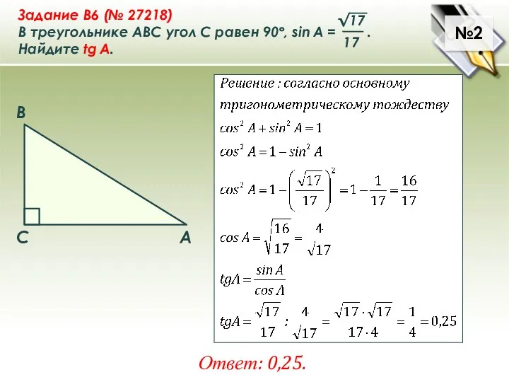 №2 Ответ: 0,25.