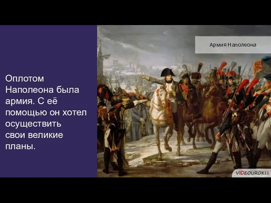 Оплотом Наполеона была армия. С её помощью он хотел осуществить свои великие планы. Армия Наполеона