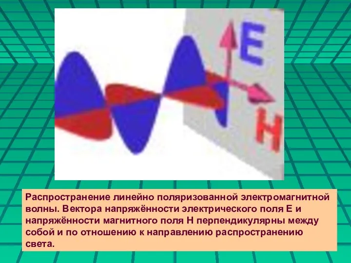 . Распространение линейно поляризованной электромагнитной волны. Вектора напряжённости электрического поля