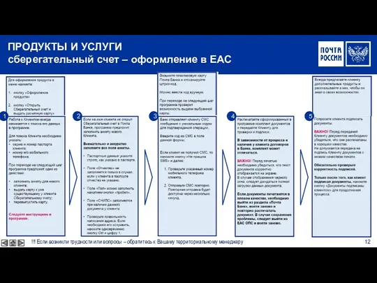 ПРОДУКТЫ И УСЛУГИ сберегательный счет – оформление в ЕАС 12