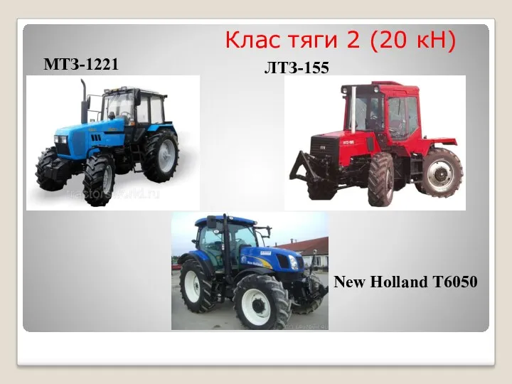 Клас тяги 2 (20 кН) ЛТЗ-155 МТЗ-1221 New Holland T6050