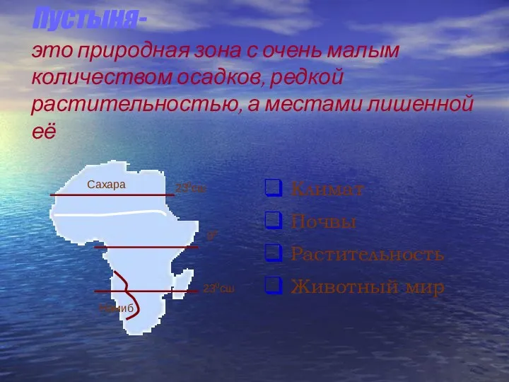 Пустыня- это природная зона с очень малым количеством осадков, редкой