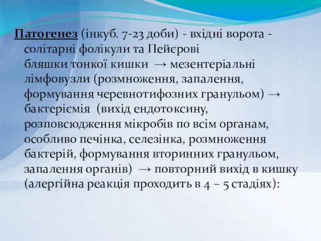 Патогенез (інкуб. 7-23 доби) - вхідні ворота - солітарні фолікули