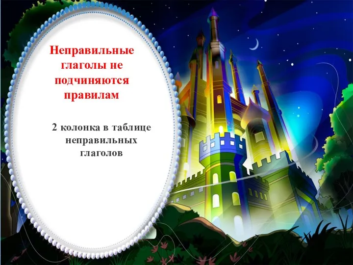 Неправильные глаголы не подчиняются правилам 2 колонка в таблице неправильных глаголов