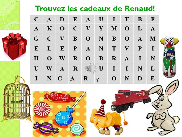 Trouvez les cadeaux de Renaud!