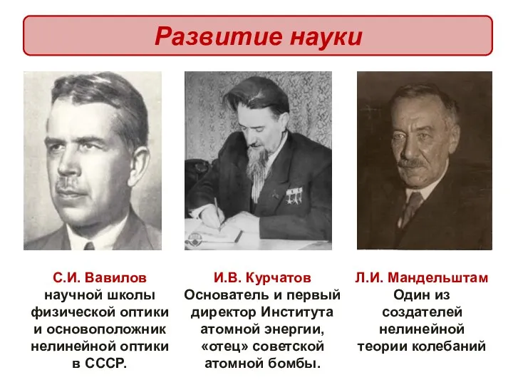 Развитие науки С.И. Вавилов научной школы физической оптики и основоположник нелинейной оптики в