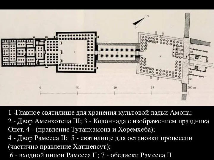 1 -Главное святилище для хранения культовой ладьи Амона; 2 -