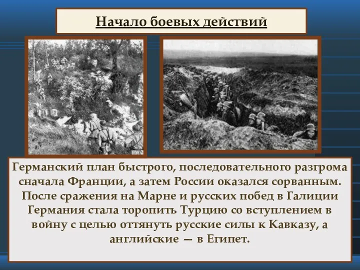 Германский план быстрого, последовательного разгрома сначала Франции, а затем России