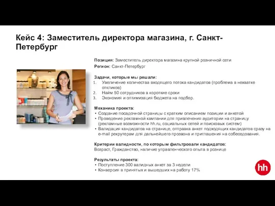 Кейс 4: Заместитель директора магазина, г. Санкт-Петербург Позиция: Заместитель директора