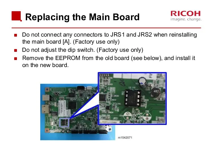 Replacing the Main Board Do not connect any connectors to