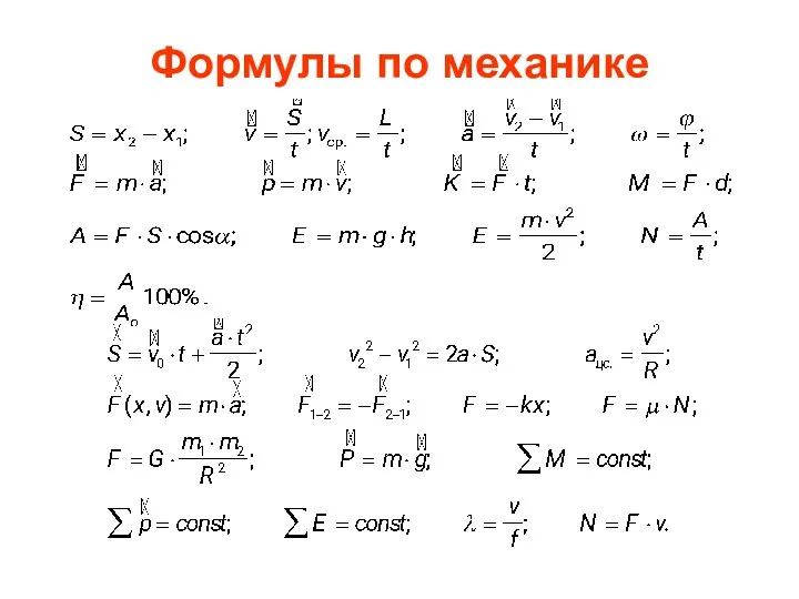 Формулы по механике