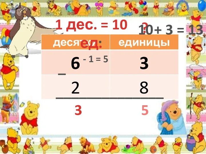 _ ______________ ? 1 дес. = 10 ед. . 10 + 3 =