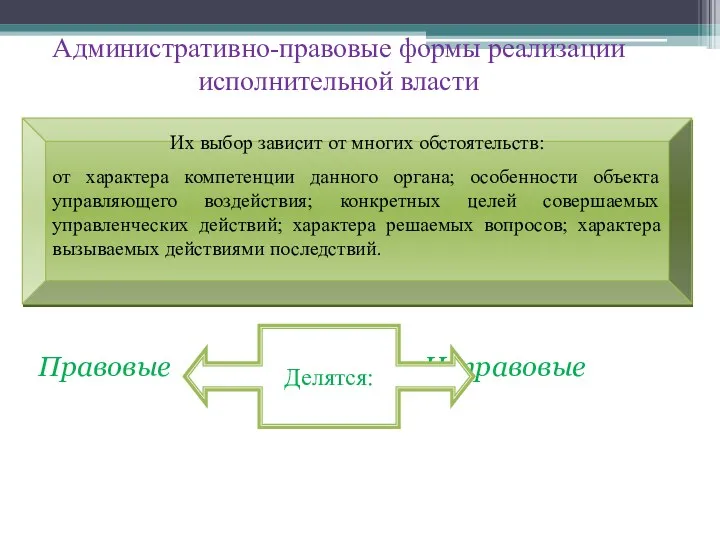 Административно-правовые формы реализации исполнительной власти Правовые Неправовые