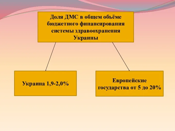 Доля ДМС в общем объёме бюджетного финансирования системы здравоохранения Украины