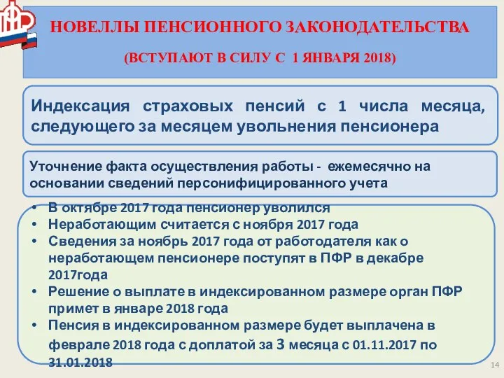 НОВЕЛЛЫ ПЕНСИОННОГО ЗАКОНОДАТЕЛЬСТВА (ВСТУПАЮТ В СИЛУ С 1 ЯНВАРЯ 2018)