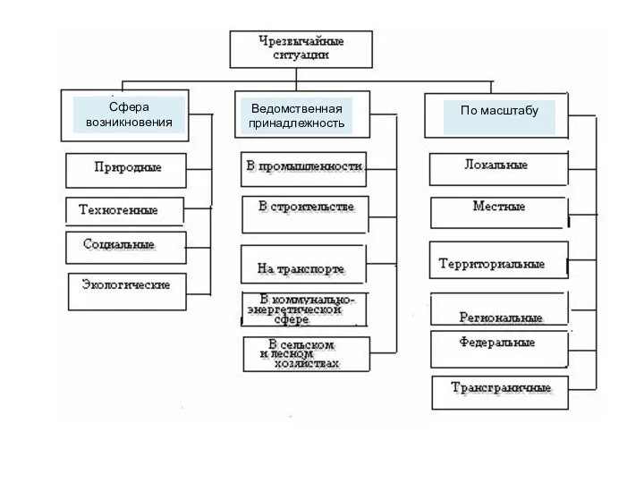 Сфера возникновения Ведомственная принадлежность По масштабу