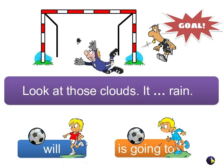 will is going to GOAL! Look at those clouds. It … rain.